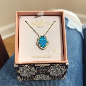 Hamsa Symbol blue opal necklace